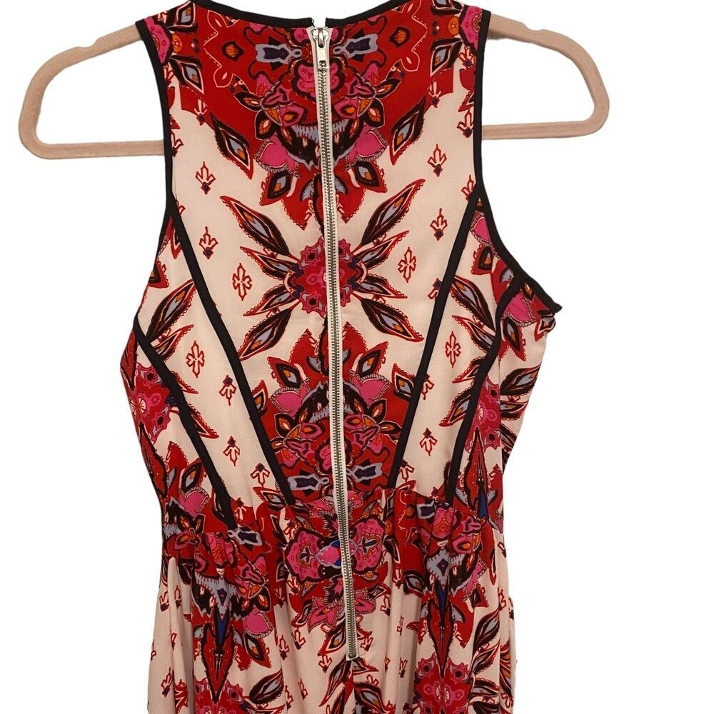 NWT GIANNI BINI Red Print Sleeveless Fit and Flare Lined Maxi-Dress Size S - Picture 3 of 6